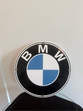 BMW Blue and White Round Tin Tacker - Home Wall Decor